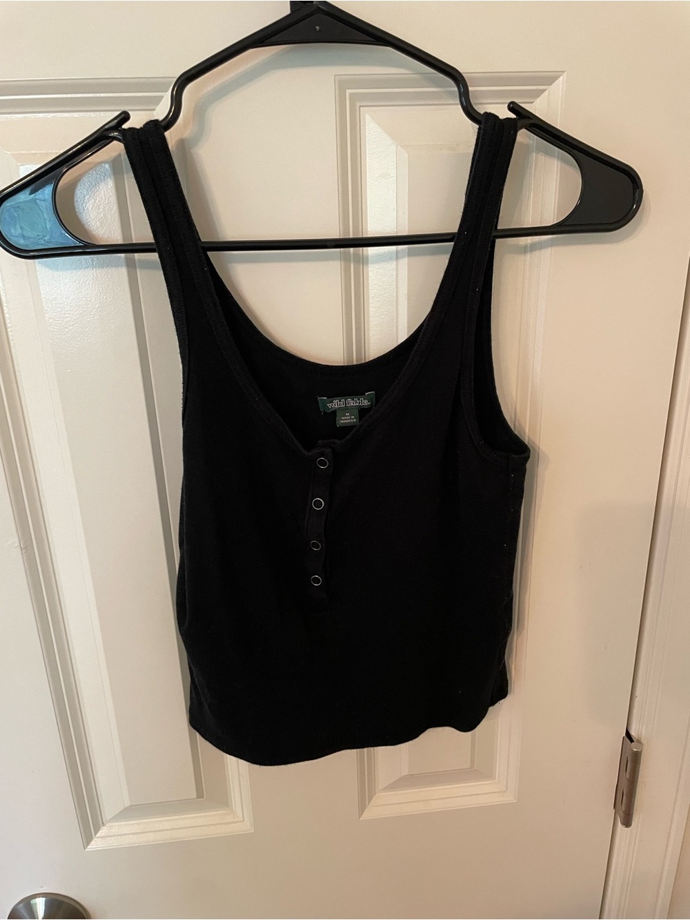 Mossimo Supply Co. Black Henley Ribbed Tank Top - Women